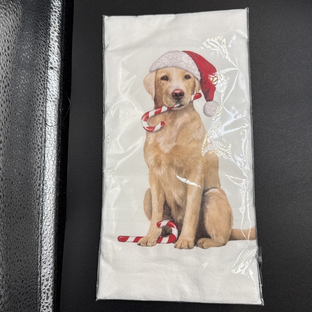 Mary Lake Thompson Flour Sack Towel Dog Santa Christmas‎ New In Package